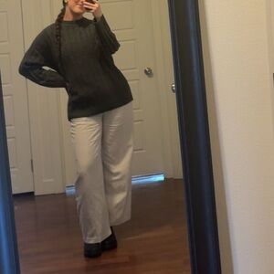 H&M Cream Wide Leg Linen Pants